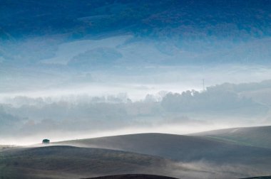 Montalcino, Toskana, İtalya yakınlarındaki manzara.