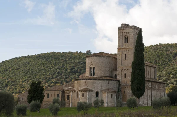 Abdij Van Sant Antimo Bij Montalcino Toscane Italië — Stockfoto