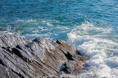 Zoagli, Liguria, İtalya 'nın güzel kıyılarının manzaralı görüntüleri.