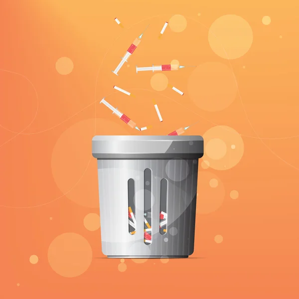 Poubelle pour drogues et cigarettes — Image vectorielle