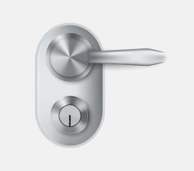 Metal kapı kolu ve kapı kilidi.