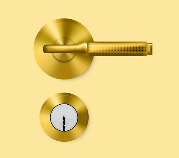 Tirador de puerta de oro y cerradura . — Vector de stock