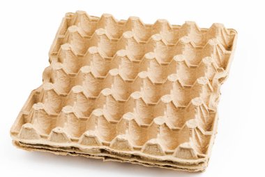 Boş yumurta tepsisi beyaz arkaplanda izole edildi