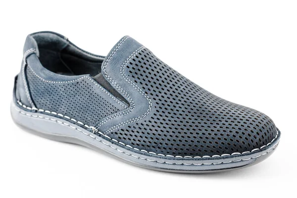 Chaussures Bleues Pour Hommes Sur Fond Blanc Isolé — Photo