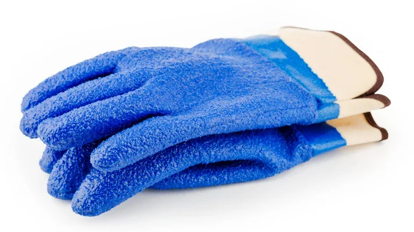 Синие Резиновые Перчатки Белом Изолированном Фоне — стоковое фото