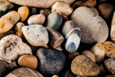 Deniz taşları, üst manzara. Deniz arkaplanı.