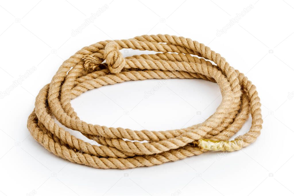 Rope close-up on a white background isolated