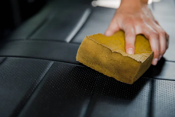 stock image Car detailing services. Cleaning the car interior. Cleaning of car seats