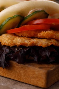 Tasarımcı soslu buğday ekmeği. Vietnam mutfağı konsepti. Durgun hayat.