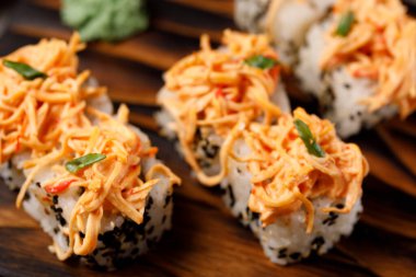 İştah açıcı ekmeklerle dolu bir hayat. Japon gıda konsepti.