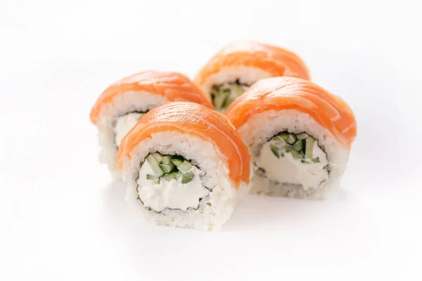 Filadelfia Rotolo Sushi Piatto Bianco Isolato Concetto Ristorante — Foto Stock