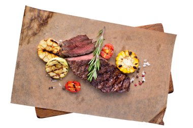 Sebzeli ızgara et. Restoran hizmeti kavramı.