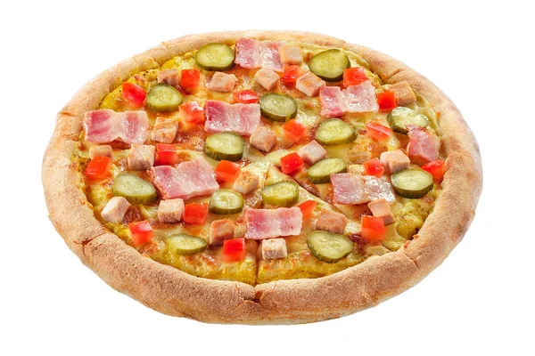 Pizza Isoliert Auf Weißem Hintergrund Seitenansicht Italienisches Ernährungskonzept — Stockfoto