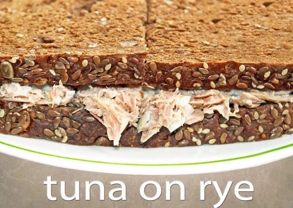 Tuna salad sandwich on Rye Bread — Stock Photo, Image