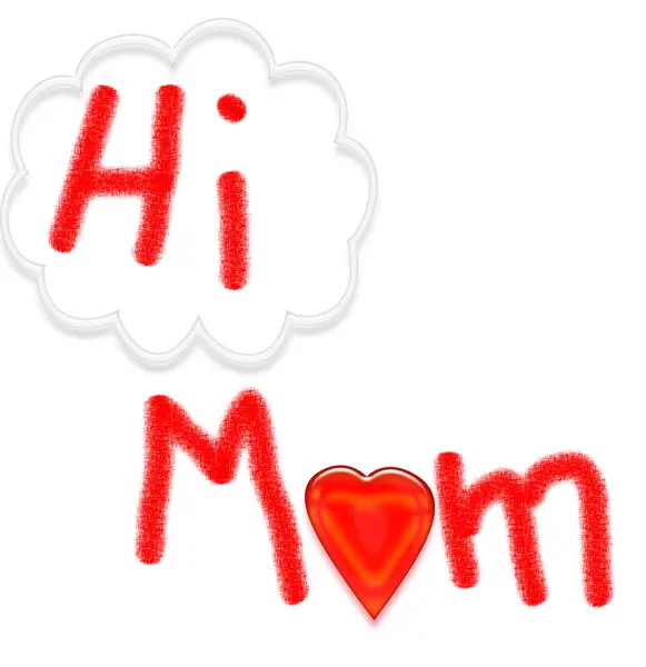 HI MOM card - детские рисунки на белом фоне — стоковое фото