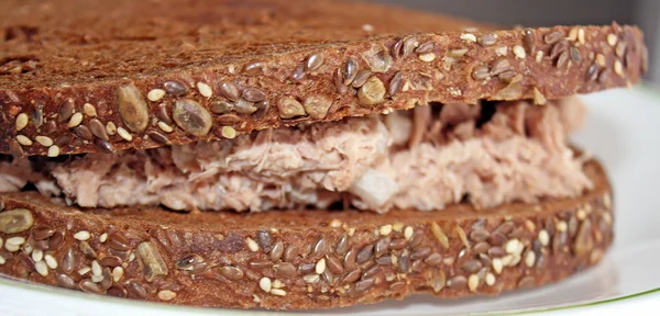 Nahrhaftes Roggenvollkornbrot mit Thunfischsalat — Stockfoto