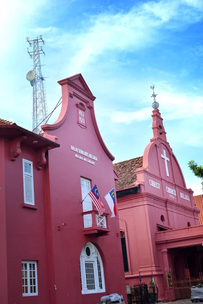 Вид на Церковь Христа и Голландскую площадь в Малакке — стоковое фото