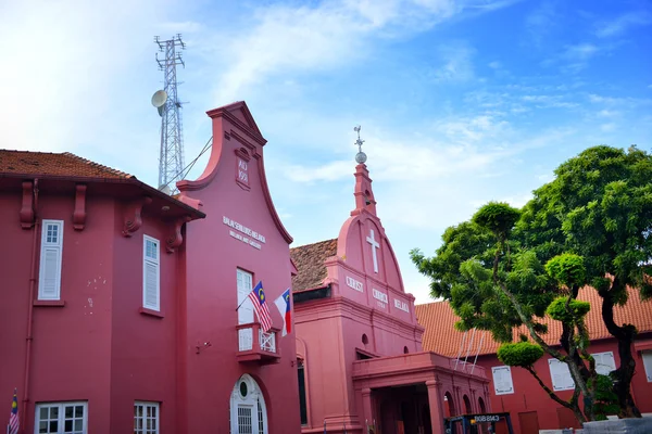 Vista giornaliera di Christ Church & Dutch Square nella città di Malacca — Foto Stock