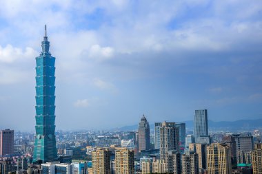 Taipei manzarası Tayvan gün görünümü üzerinde 21 Ocak 2015