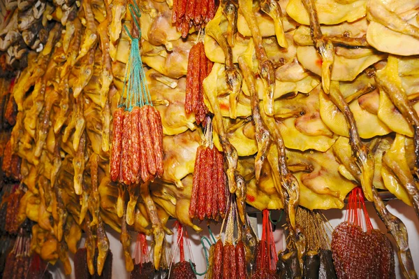 Waxed vlees op chinatown feestelijke markt — Stockfoto