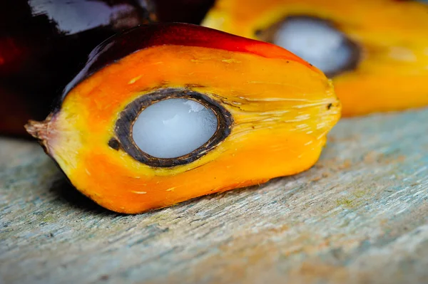 Close up van palmolie verse vruchten, selectieve aandacht. — Stockfoto