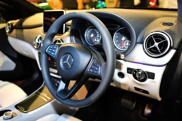 Interior of Mercedes-Benz car on display during the Singapore Motorshow 2016 — стокове фото