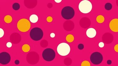 Soyut Çember renk kalıbı arkaplanı. Basit arkaplan noktaları 4k Hareketi. Kırmızı arkaplanda renkli çemberler