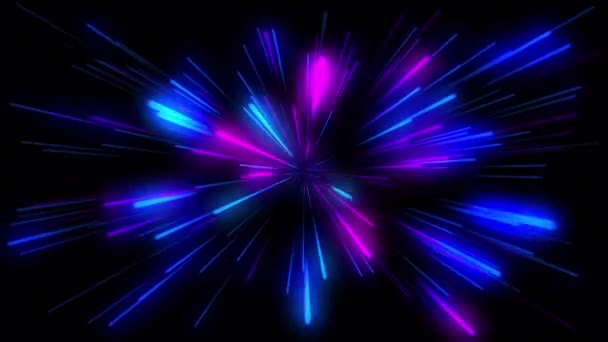 闪光的彩线运动 波束能量流 飞溅线速度 恒星在太空运动 太空恒星翘曲或超空间旅行视频 — 图库视频影像