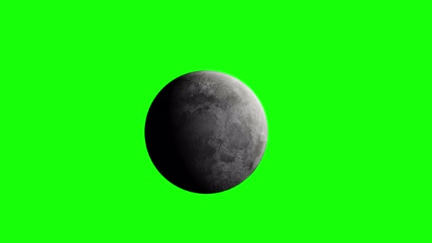 Ρεαλιστικό Φεγγάρι Περιστρέφεται Πράσινο Φόντο Οθόνης Luna Animation Βίντεο Φεγγάρι — Αρχείο Βίντεο