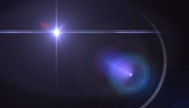 Siyah arkaplan yatay çerçevesinde güzel mavi dijital lens parlaklığı