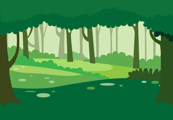 Verde Bosque Natural Fondo Vector Nature Paisaje Con Arboles Selva — Vector de stock