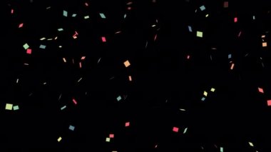 Alfa kanallı çok renkli Confetti animasyonu. Konfeti festivali arka planı.