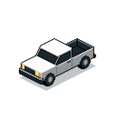 Isometric Pixel Sanat Beyaz Kamyonet. Minimum 8- bit stil araç illüstrasyonu