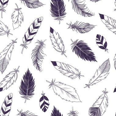 Boho tarzında tüysüz vektör deseni