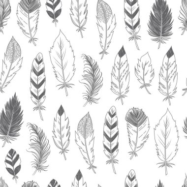 Boho tarzında tüysüz vektör deseni