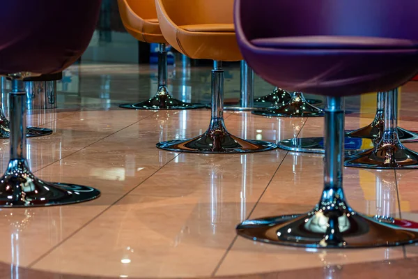 empty seats in the ferry restaurant, lower section, close-up