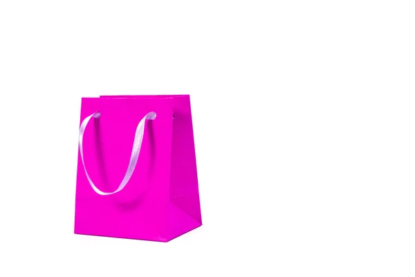 浅色背景的粉色纸袋 设计模型 — 图库照片