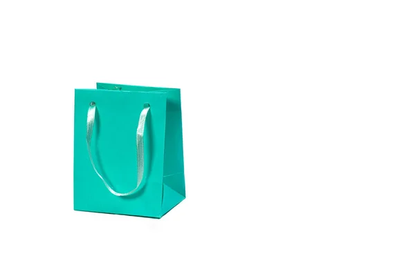 浅绿色纸制购物袋 背景浅 设计模型 — 图库照片