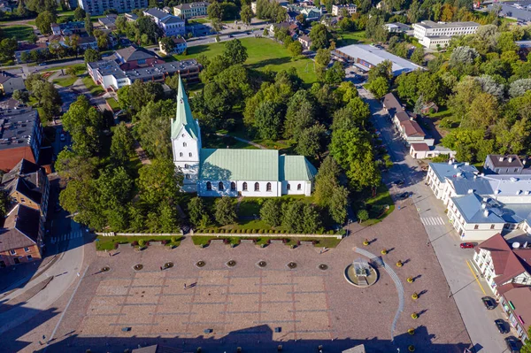 Dobele Evangelische Lutherse Kerk Markt Het Hart Van Stad Letland — Stockfoto