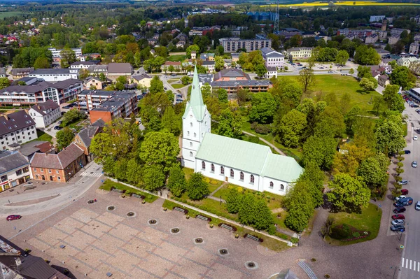 Dobele Evangelische Lutherse Kerk Markt Het Hart Van Stad Letland — Stockfoto