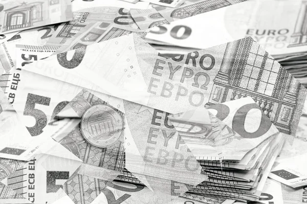 Elvont Fekete Fehér Háttér Eurobankjegyekből Jólét Jólét Fogalma — Stock Fotó