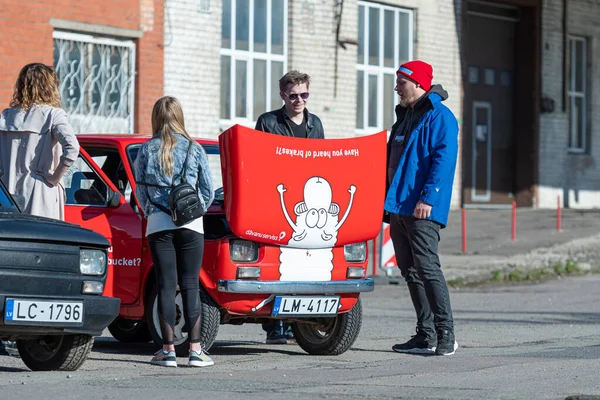 Riga Lettland Mai 2021 Reihe Von Farbenfrohen Stilvollen Oldtimern Fiat — Stockfoto