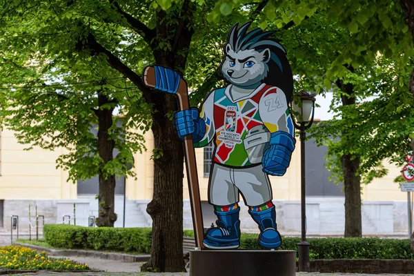 Riga Lettland Maj 2021 Spiky Hedgehog Den Officiella Maskot För — Stockfoto