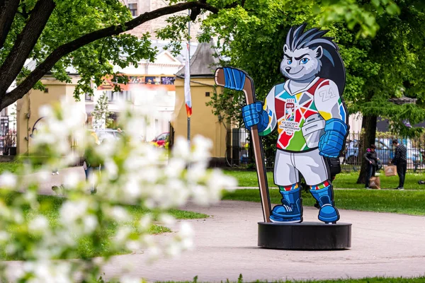 Riga Lettonie May 2021 Spiky Hedgehog Mascotte Officielle Championnat Mondial — Photo