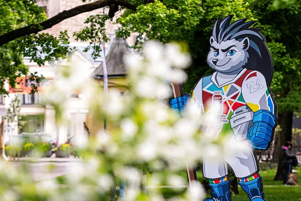 Riga Lettland Maj 2021 Spiky Hedgehog Den Officiella Maskot För — Stockfoto