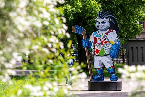 Riga Lettland Maj 2021 Spiky Hedgehog Den Officiella Maskot För — Stockfoto