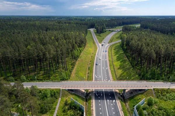 Autopista Baltica Entre Vilnius Riga Tallin Tramo Carretera Junto Saulkrasti — Foto de Stock