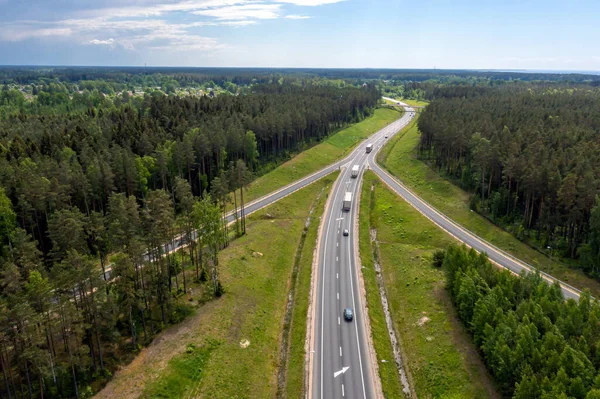 Autopista Baltica Entre Vilnius Riga Tallin Tramo Carretera Junto Saulkrasti — Foto de Stock