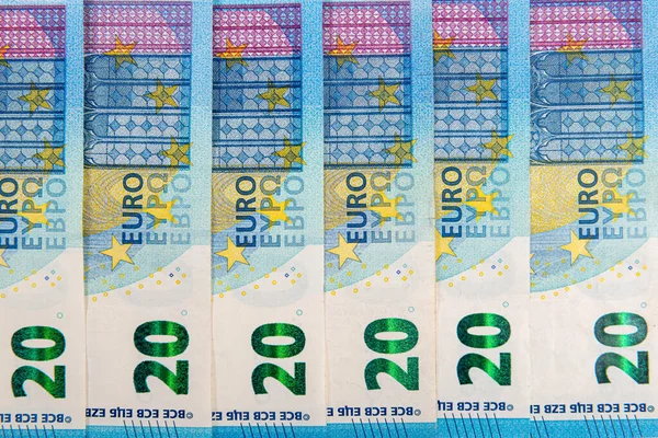 Háttér Eurobankjegyből Eurobankjegy Gazdasági Kereskedelmi Rendszer Részeként Közelkép — Stock Fotó