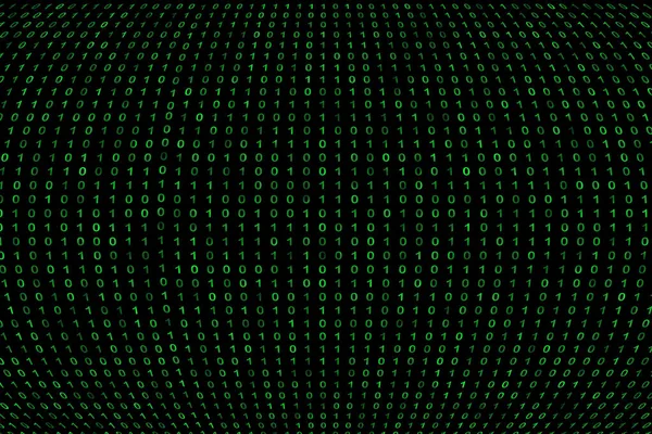 Binární Kódová Mřížka Jasně Zelených Číslic Černém Pozadí Maticový Styl — Stock fotografie